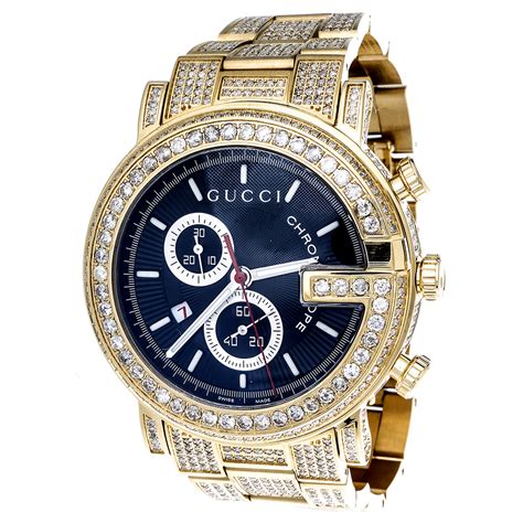 reloj gucci de oro hombre|men's gucci watch diamond bezel.